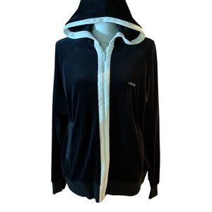 IZOD Velour Black and White Zip-Up Hoodie